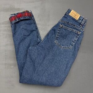 L.L. Bean Flannel Lined Jeans Medium Wash High Rise Vintage 8 Regular